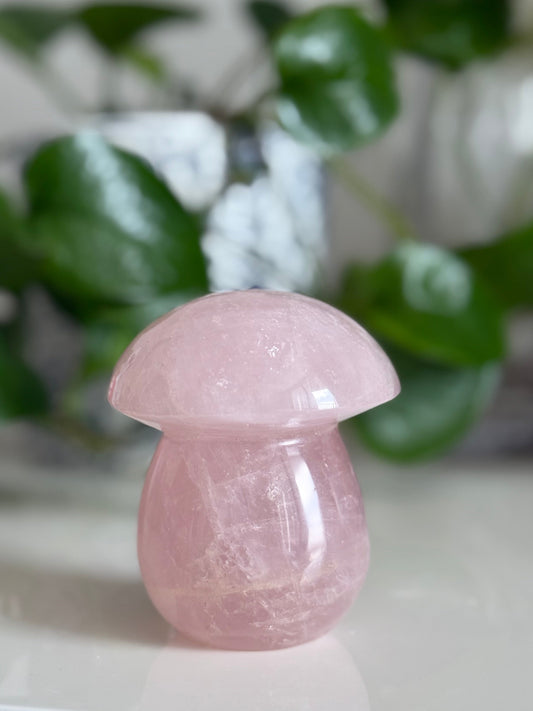 Rose Quartz Mushroom Crystal – 3 Inch – Love & Heart Chakra Healing