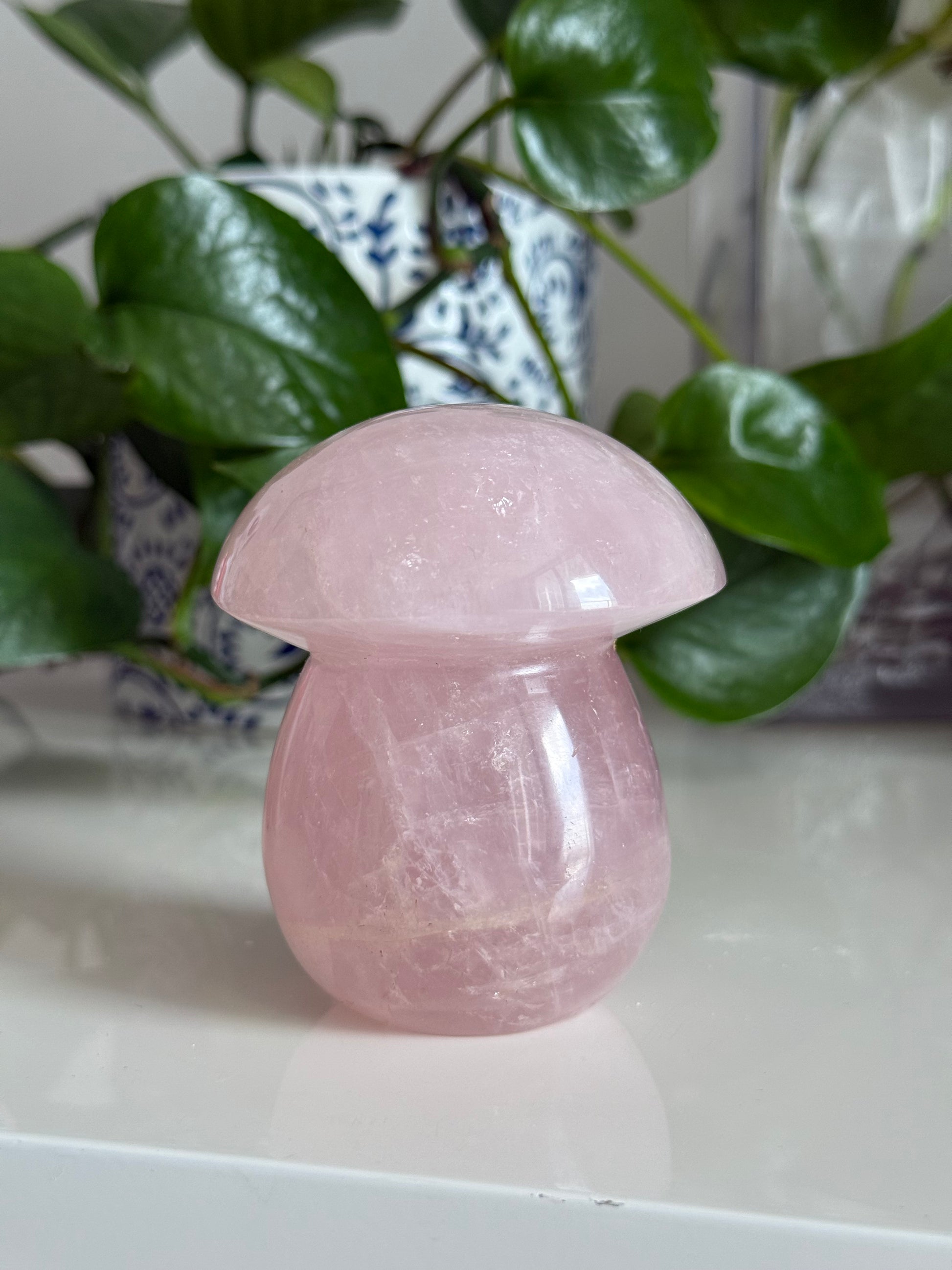 Rose Quartz Mushroom Crystal – 3 Inch – Love & Heart Chakra Healing
