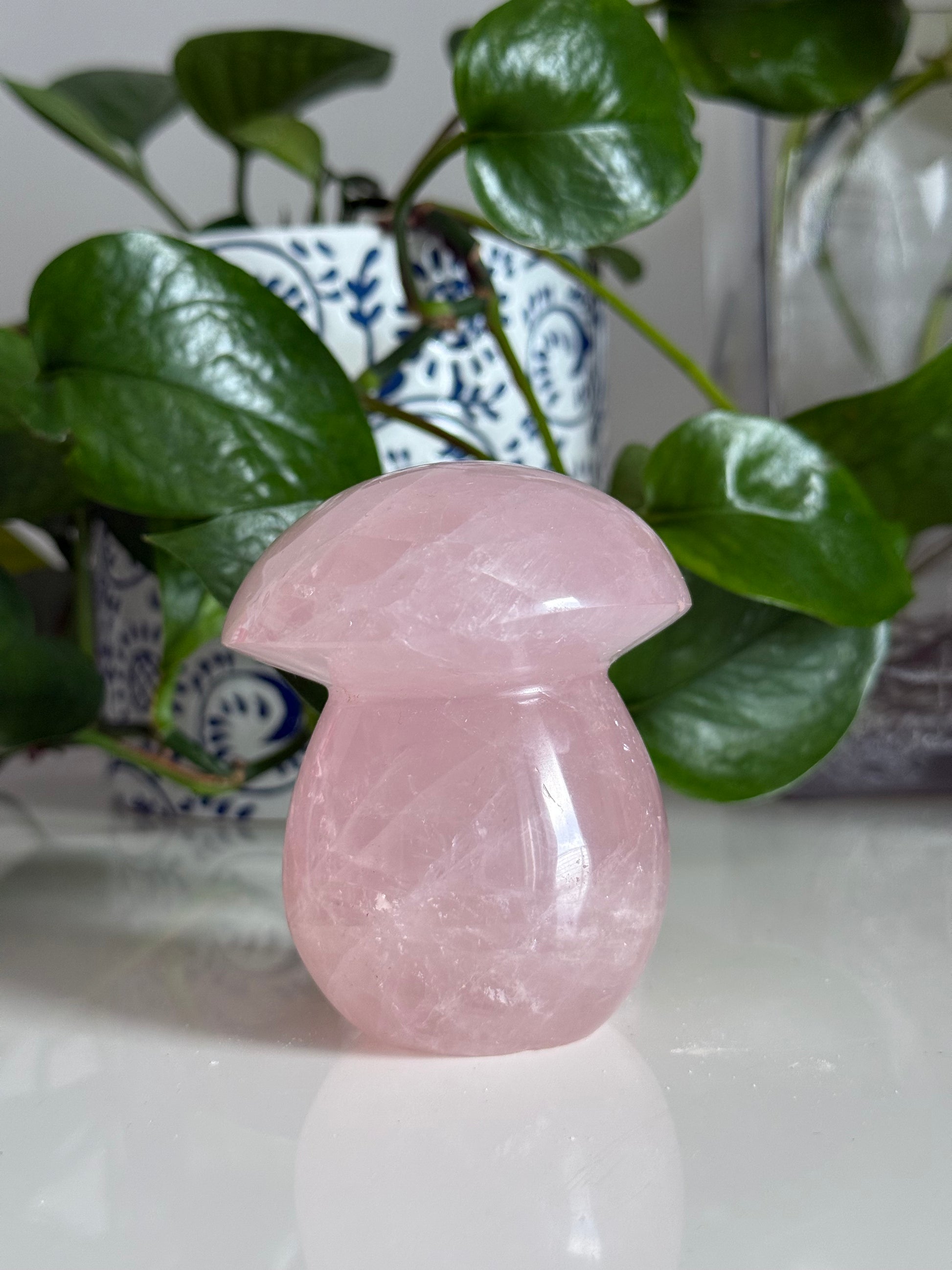 Rose Quartz Mushroom Crystal – 3 Inch – Love & Heart Chakra Healing