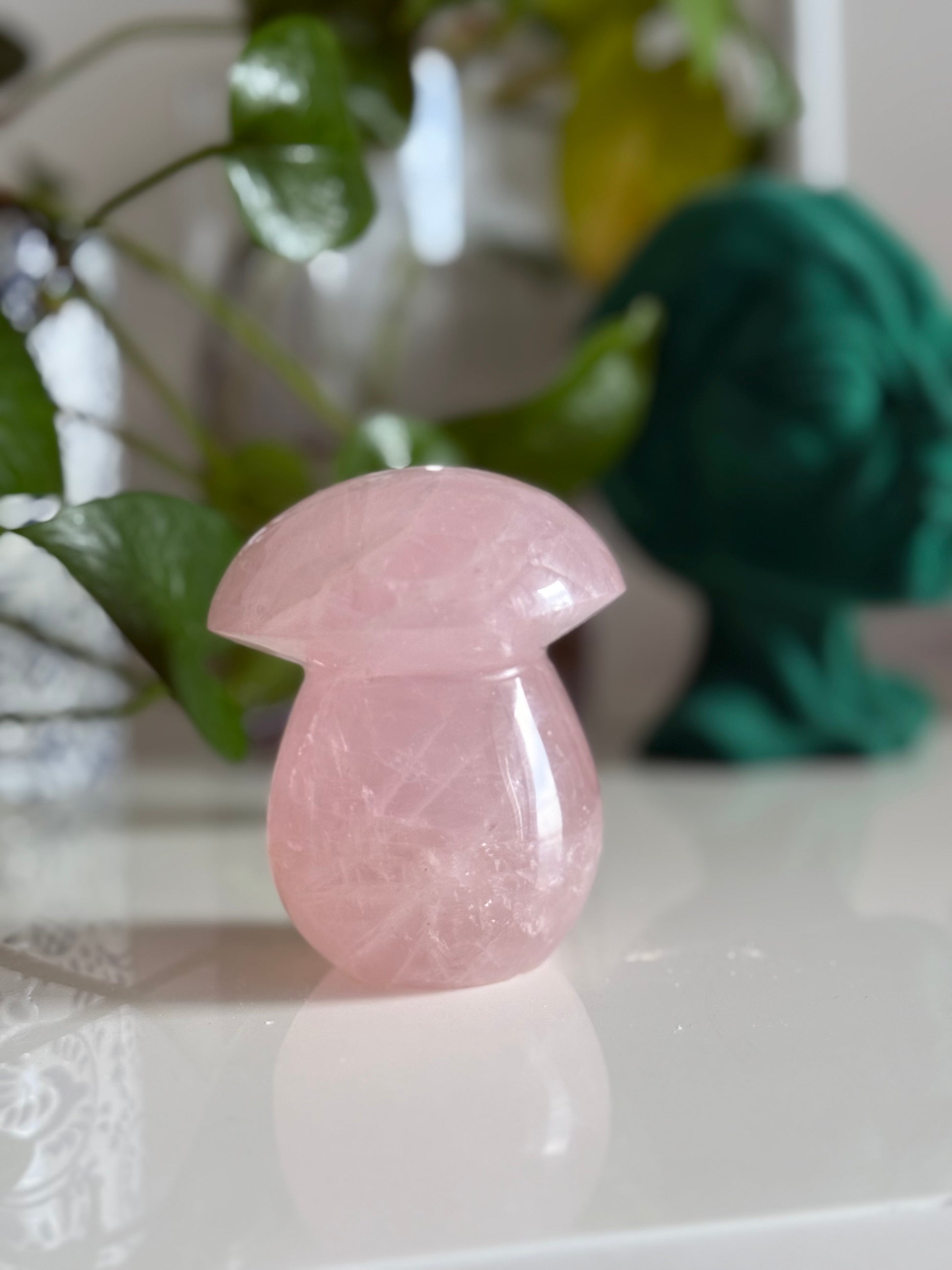 Rose Quartz Mushroom Crystal – 3 Inch – Love & Heart Chakra Healing