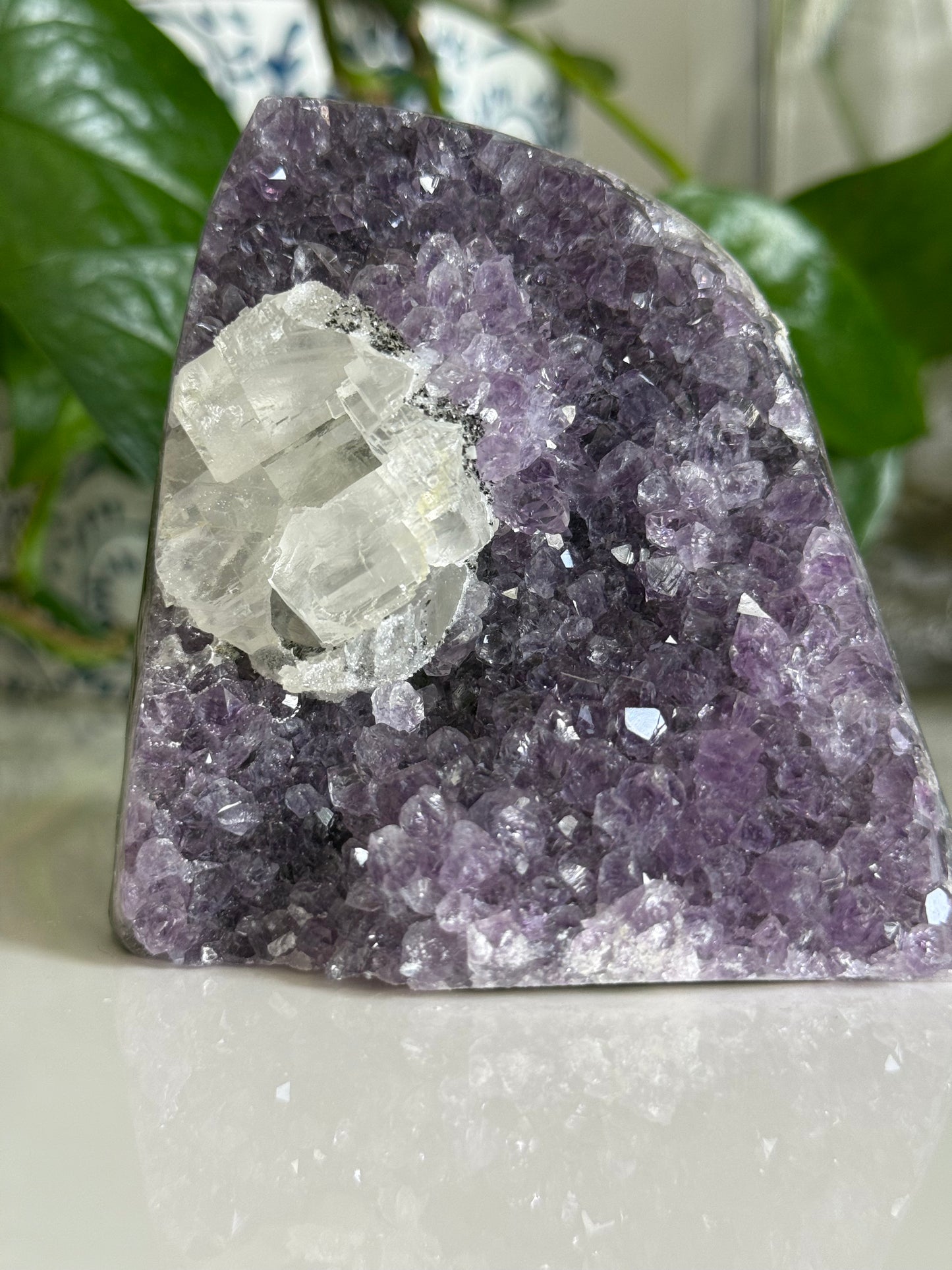 Amethyst and Calcite Cluster – 3 Inch – Intuition, Peace & Reiki-Charged