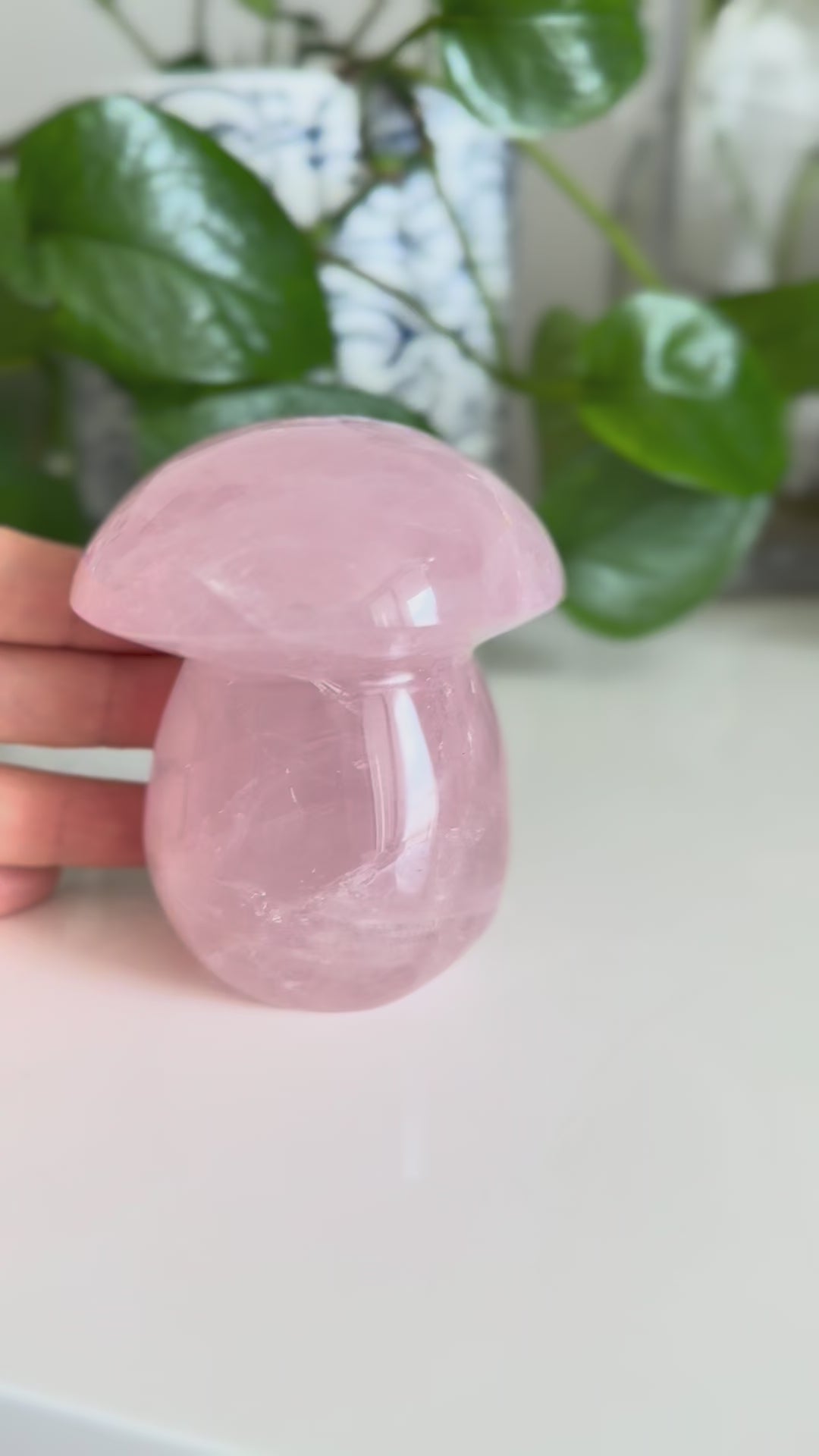 Rose Quartz Mushroom Crystal – 3 Inch – Love & Heart Chakra Healing