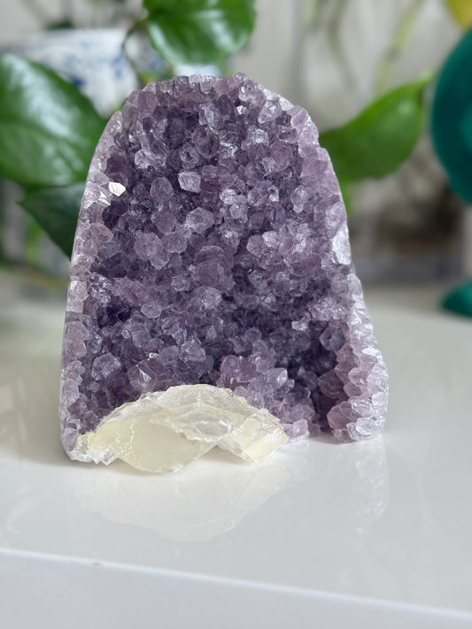 Amethyst and Calcite Cluster – 5 Inch – Intuition, Peace & Reiki-Charged