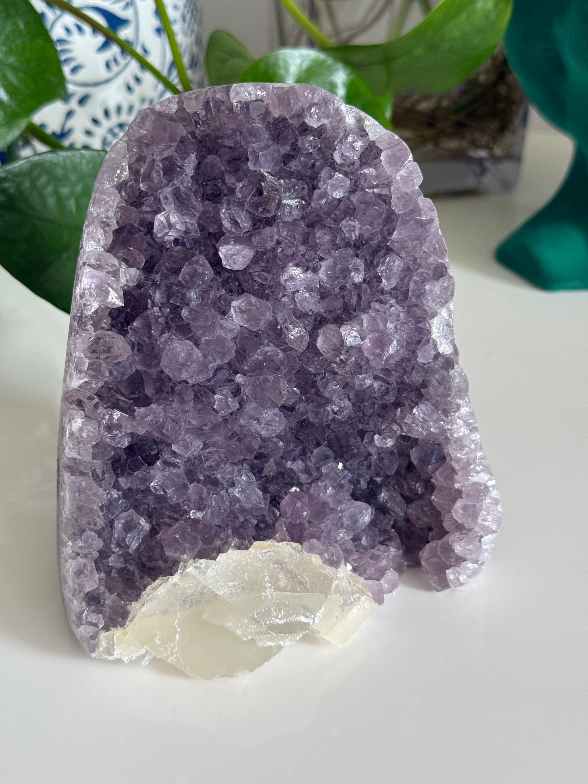 Amethyst and Calcite Cluster – 5 Inch – Intuition, Peace & Reiki-Charged