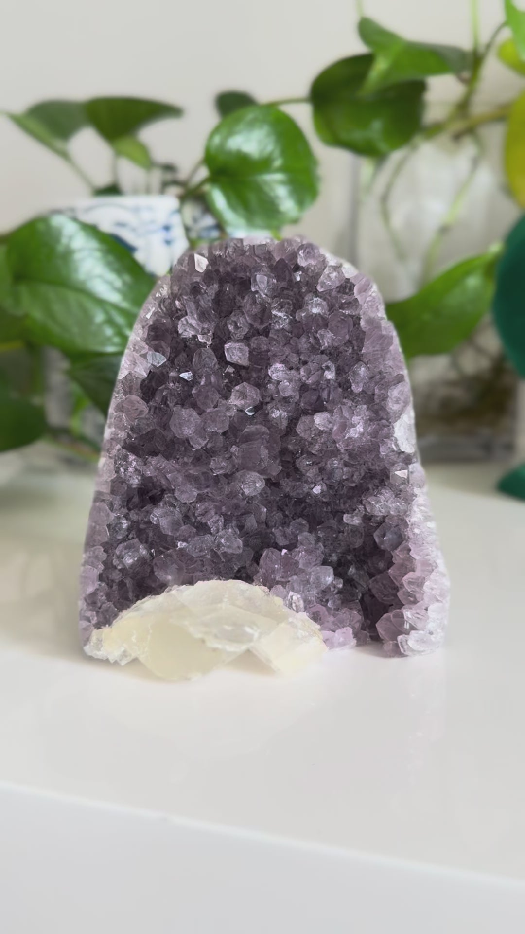Amethyst and Calcite Cluster – 5 Inch – Intuition, Peace & Reiki-Charged