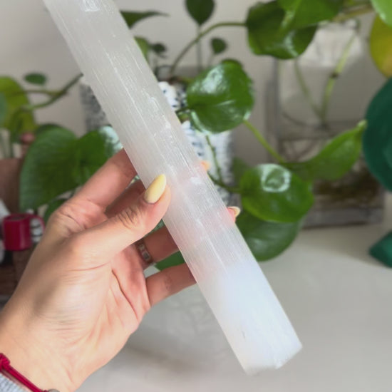 Selenite wand – 9 Inch – Cleansing, Protection & Crown Chakra Support